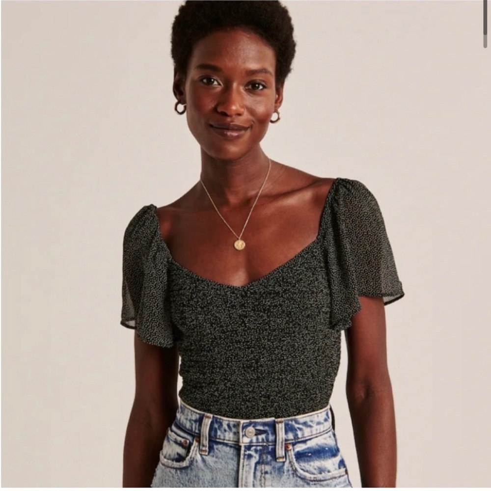 Abercrombie Smocked Flutter Sleeve Top - Size Medium